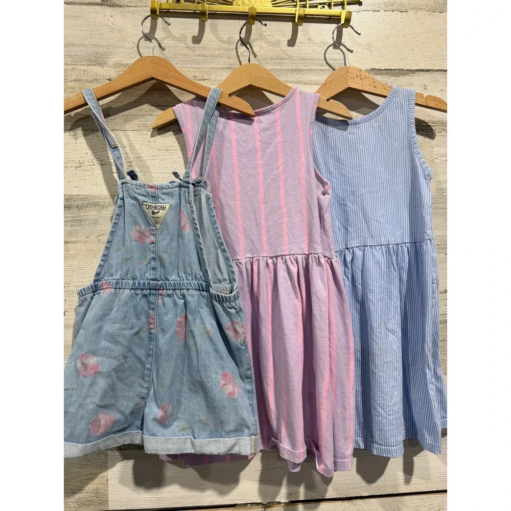 OshKosh Cotton On H&M Dress Lot Girls 5T Multicolor Floral Stripe Summer EUC